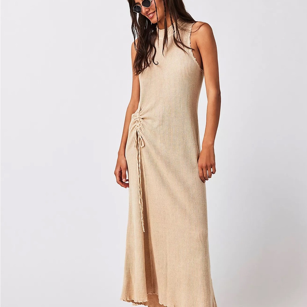 Free People Beige Knit Sleeveless Dress